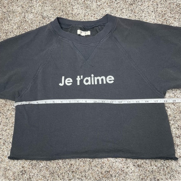 Madewell Je t’aime French I Love You Crewneck Sweatshirt Top in Dark Grey XS - Picture 8 of 9
